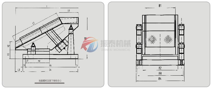 懸臂振動(dòng)篩（彈臂振動(dòng)篩）振動(dòng)電機(jī)式外形圖